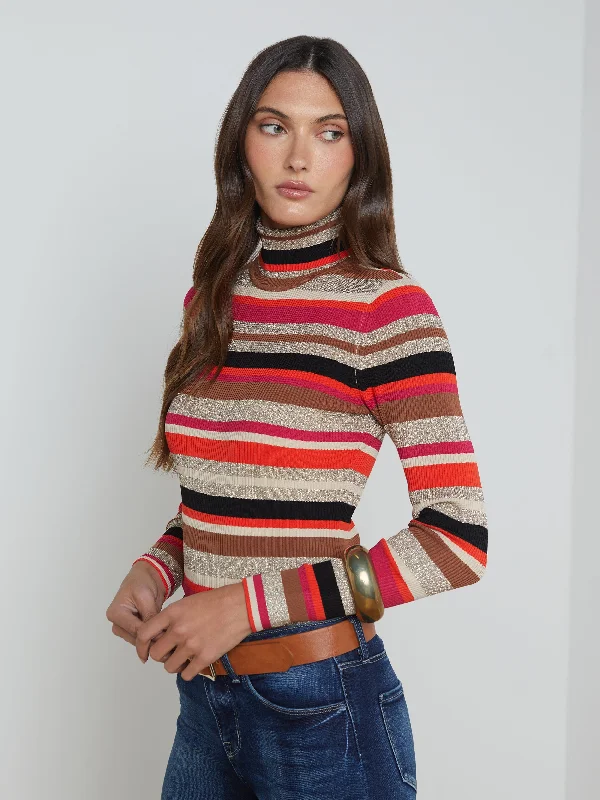 Olene Stripe Turtleneck Orange/Pink Multi Stripe