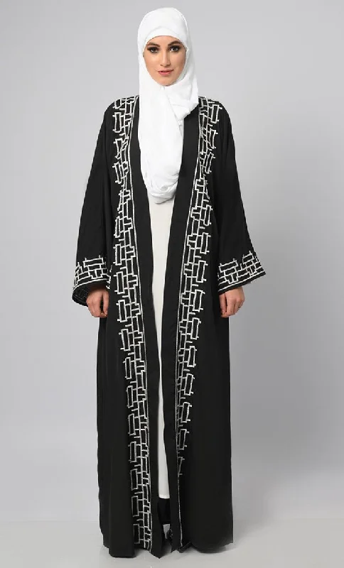 Opulent Black Embroidered Moroccan Style Abaya