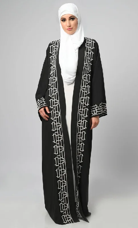 Opulent Black Embroidered Moroccan Style Abaya