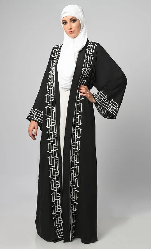 Opulent Black Embroidered Moroccan Style Abaya