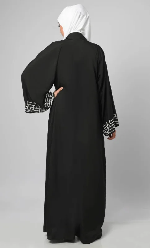 Opulent Black Embroidered Moroccan Style Abaya