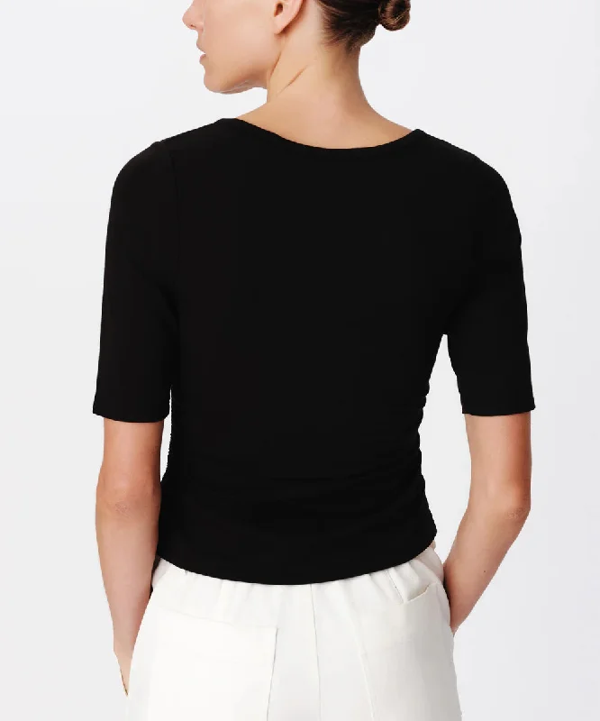 Pima Cotton Elbow Sleeve Tee Black