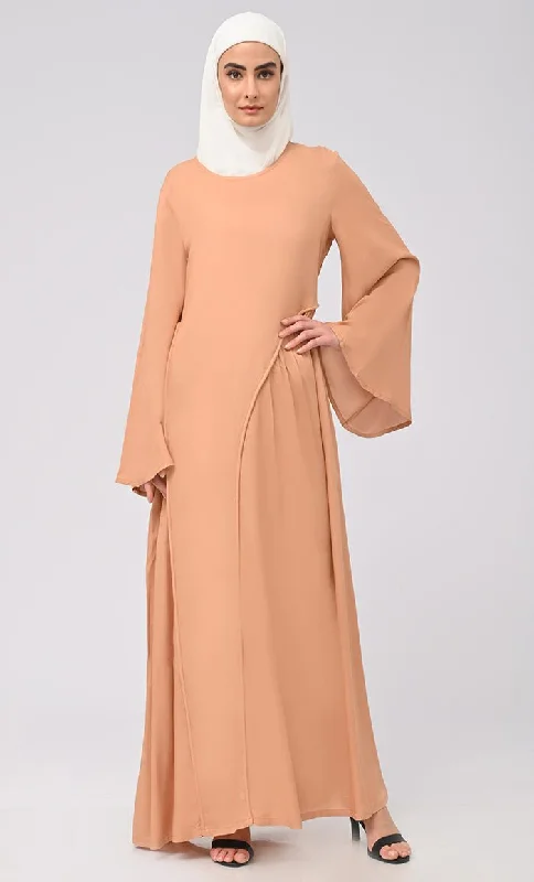 Rayon Modest Muslim Double Layer Dress For Women