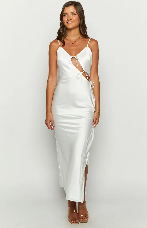 Renaissance White Satin Maxi Dress