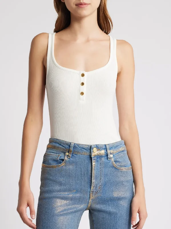 Rib Scoop Button Tank White