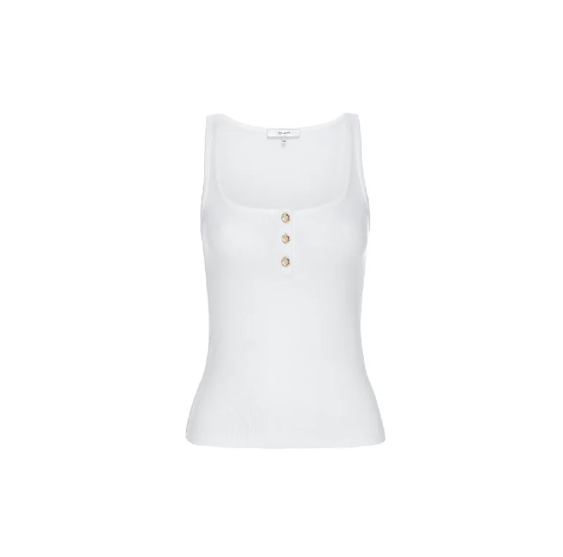 Rib Scoop Button Tank White