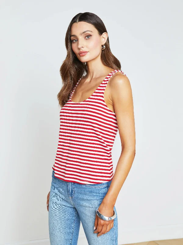 Sade Scoop Neck Tank Striped Red/ White