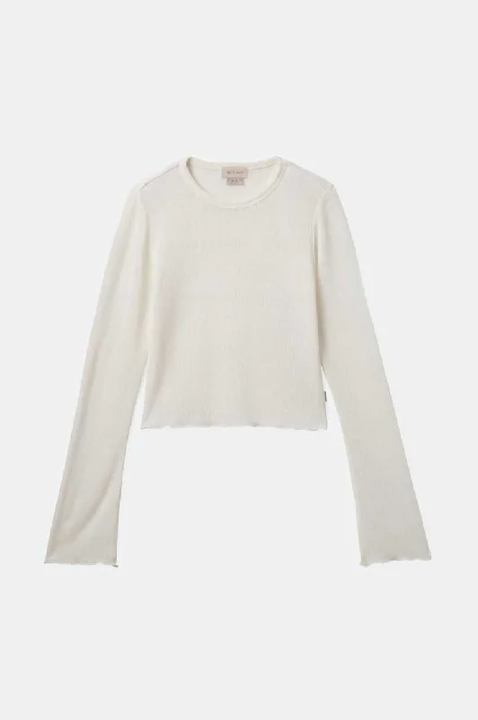 Sheer L/S Knit Top - Off White