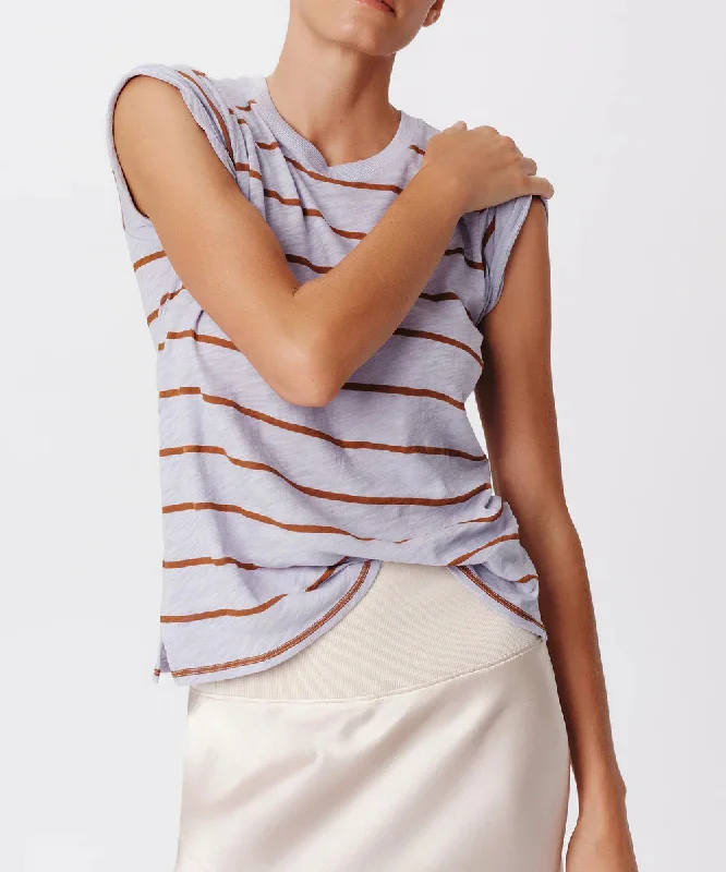 Slub Jersey Stripe Schoolboy Tee Skyflower/Cornelian Stone