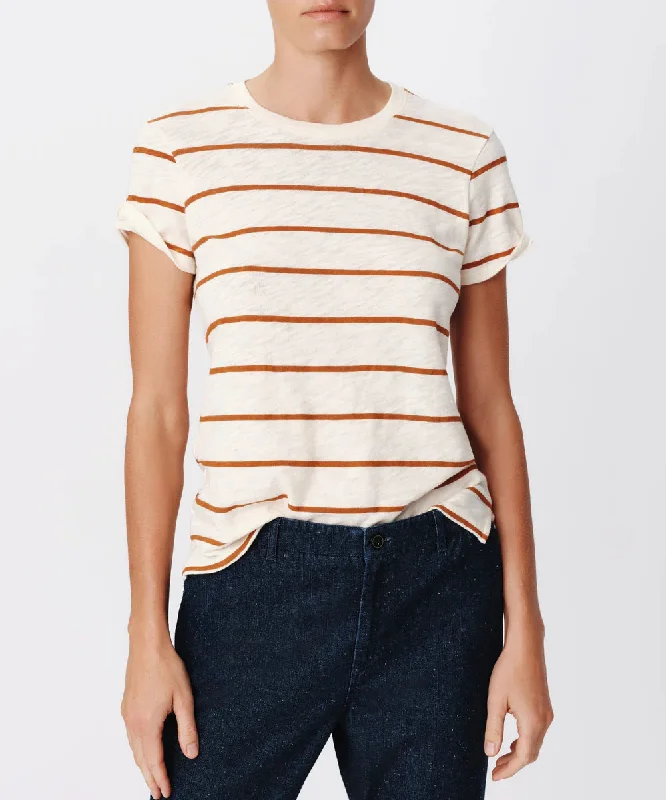 Slub Jersey Stripe Schoolboy Tee Irish Cream/Cornelian Stone