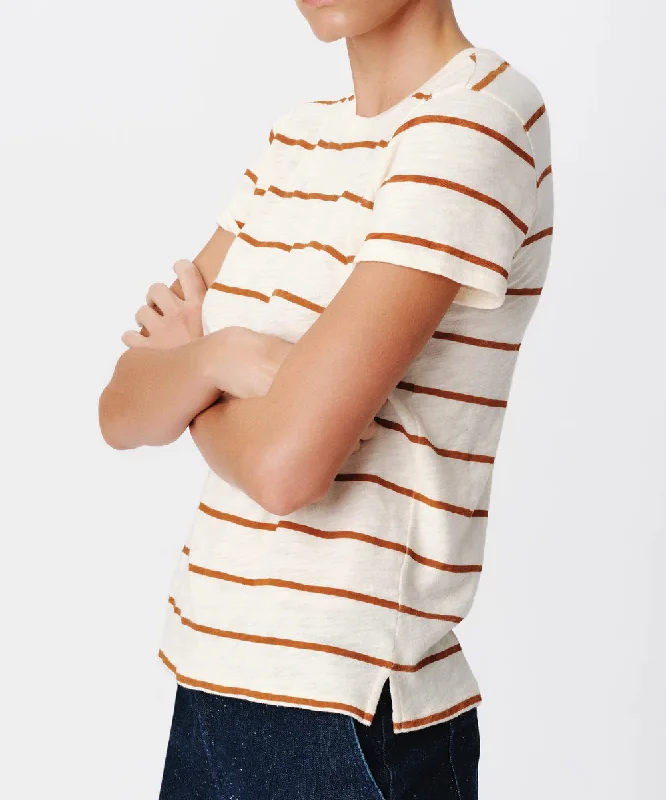 Slub Jersey Stripe Schoolboy Tee Irish Cream/Cornelian Stone