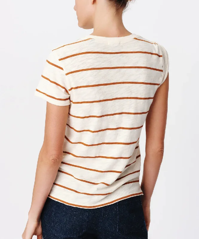 Slub Jersey Stripe Schoolboy Tee Irish Cream/Cornelian Stone