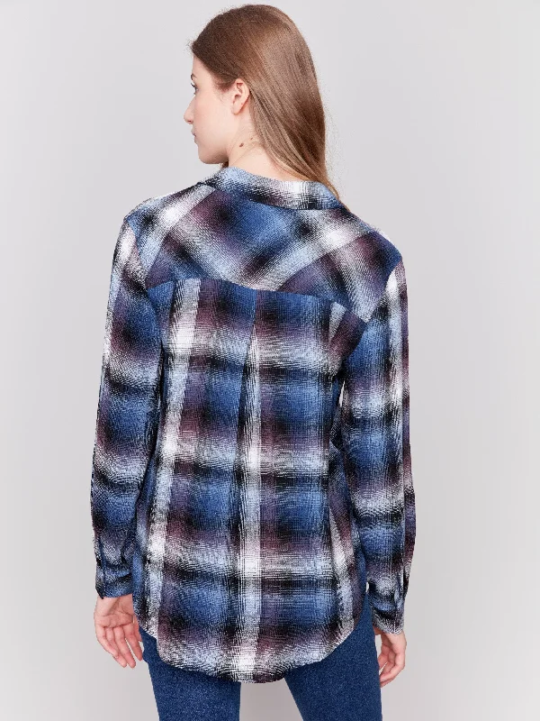 Soft Plaid Button-Down Shirt - Frost