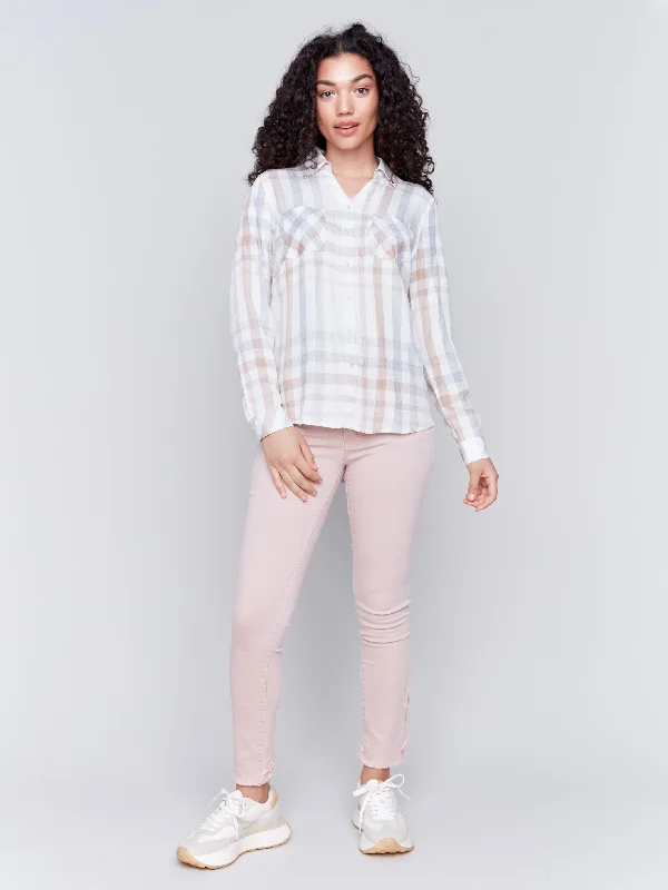 Soft Plaid Button-Down Shirt - Quartz