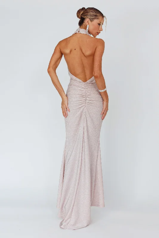 Soleil Moon Halterneck Maxi Dress Sparkle Blush