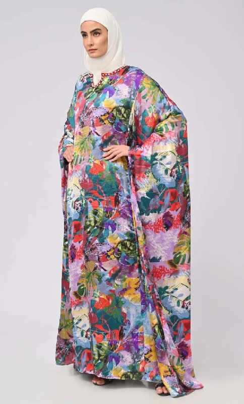 Super Bowl Inspired Kaftan Printed Abaya