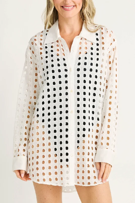 Surf Gypsy Box Eyelet Coverup Shirt