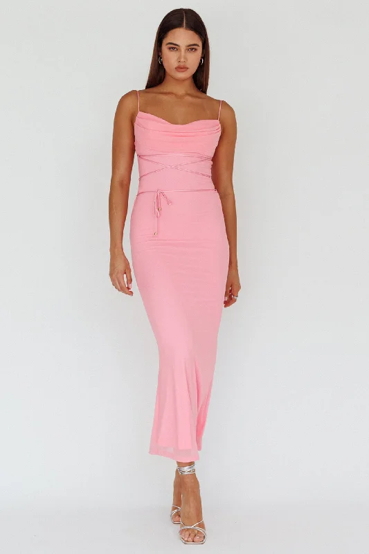 Teava Laced Waist Maxi Dress Blush