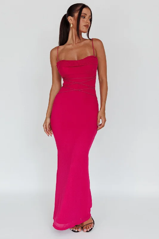 Teava Laced Waist Maxi Dress Fuchsia