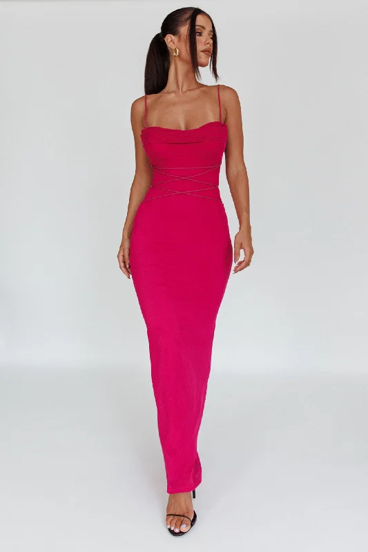 Teava Laced Waist Maxi Dress Fuchsia