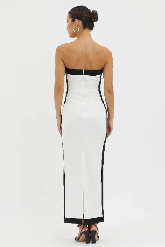 Tenika Strapless Bodycon Maxi Dress White/Black