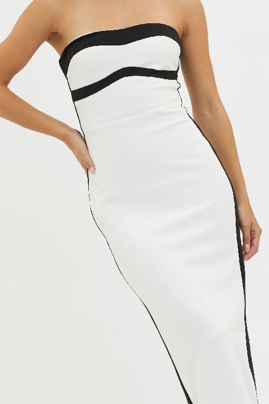 Tenika Strapless Bodycon Maxi Dress White/Black