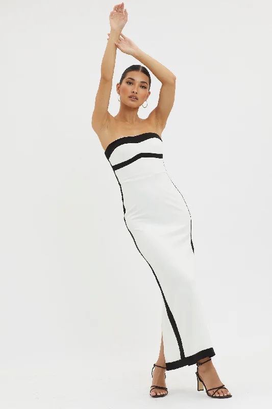 Tenika Strapless Bodycon Maxi Dress White/Black