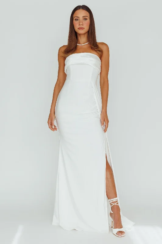 The One Strapless Maxi Dress White