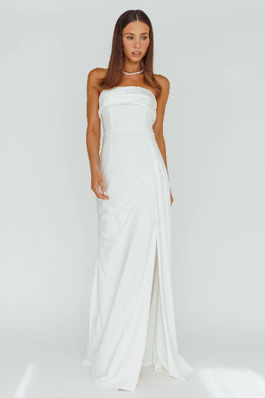 The One Strapless Maxi Dress White