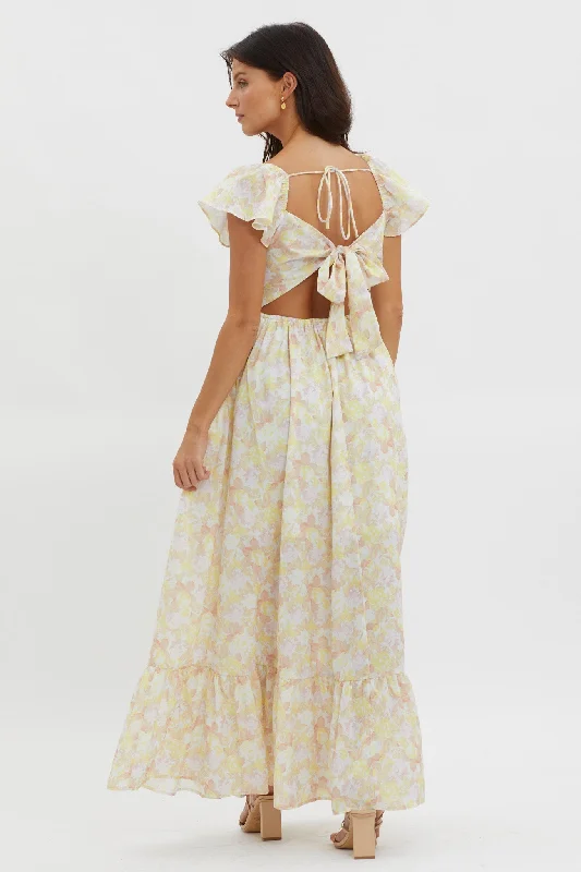 Touch The Sky Tied Back Maxi Dress Lemonade