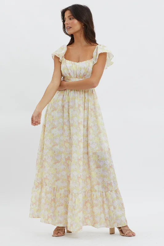 Touch The Sky Tied Back Maxi Dress Lemonade