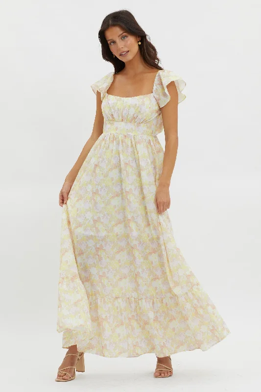 Touch The Sky Tied Back Maxi Dress Lemonade