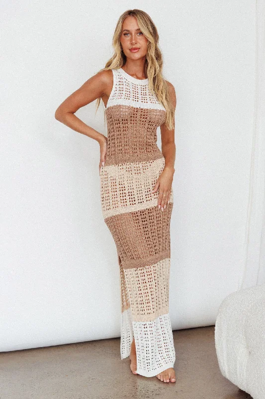 Wild Thing Crochet Maxi Dress Beige