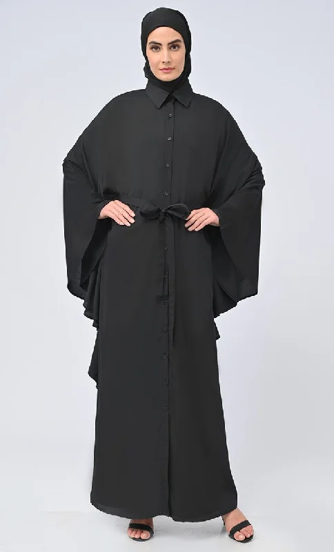 Women's Islamic Button Down Kaftan Abaya With Matching Hijab