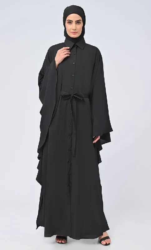 Women's Islamic Button Down Kaftan Abaya With Matching Hijab