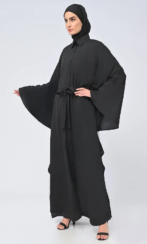 Women's Islamic Button Down Kaftan Abaya With Matching Hijab