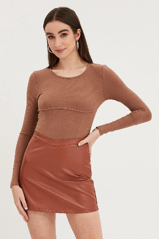 Brown Bodysuit Long Sleeve