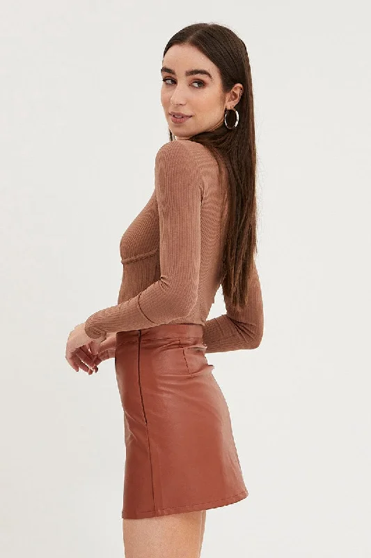 Brown Bodysuit Long Sleeve