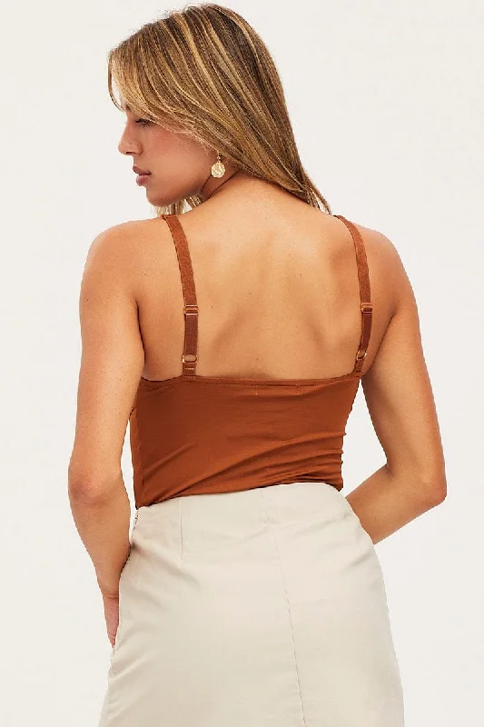 Brown Bust Detail Bodysuit