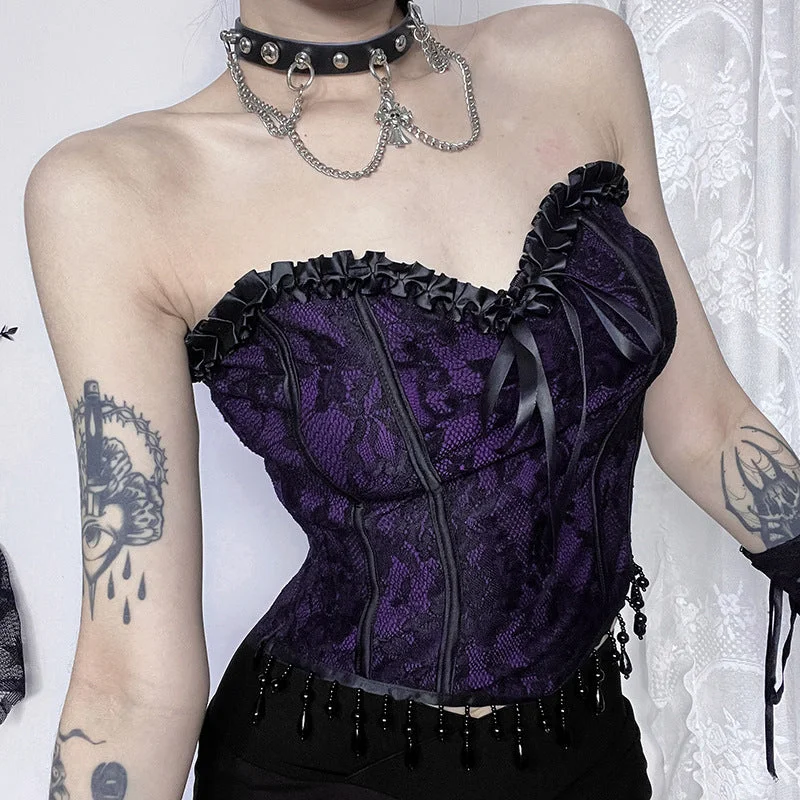 Women's Gothic Lace Splice Tassel Bustier