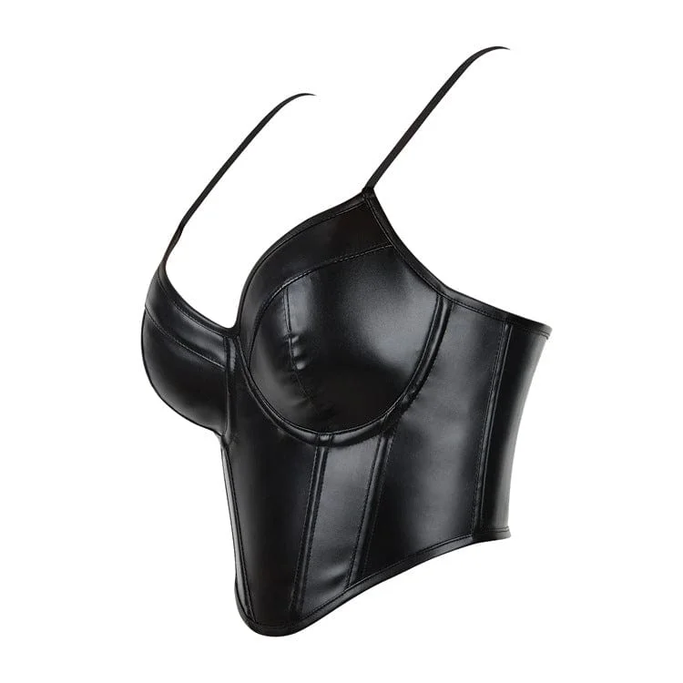 Women's Punk Plunging Faux Leather Bustier