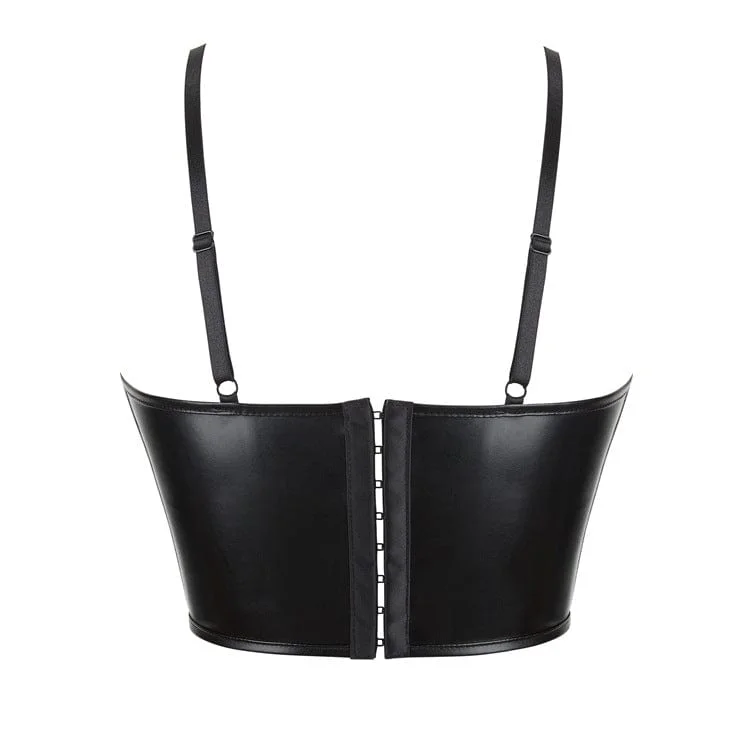 Women's Punk Plunging Faux Leather Bustier